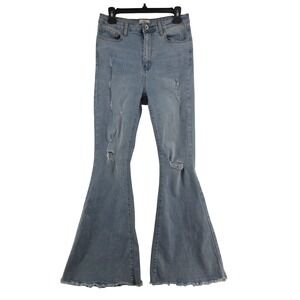 Skinny Fries Jeans Flare Bell Bottom High Rise Y2K Retro Blue Denim Juniors 13
